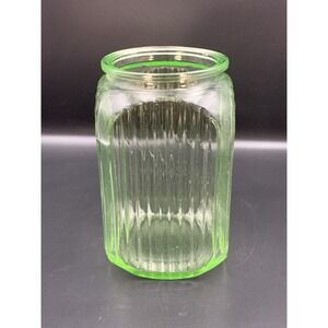 Uranium Glass Large Hoosier Canister Cookie Jar depression vaseline glass 1930's
